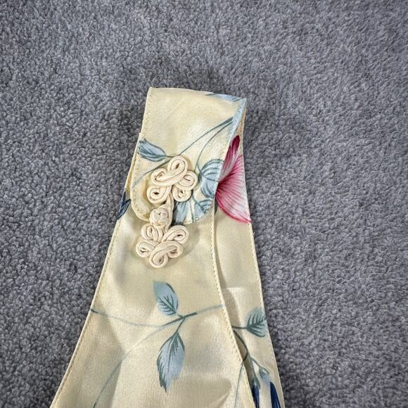 Intimate Essentials Vintage 90's Satin Slip Gown Women's Medium Yellow Floral - Picture 2 of 8